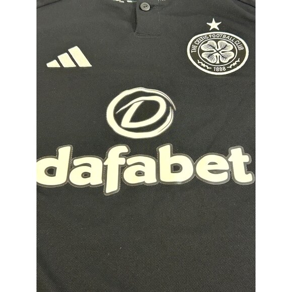 Adidas Celtic Football Club Men Soccer Jersey XS Black Green White Slim Button - Picture 11 of 16